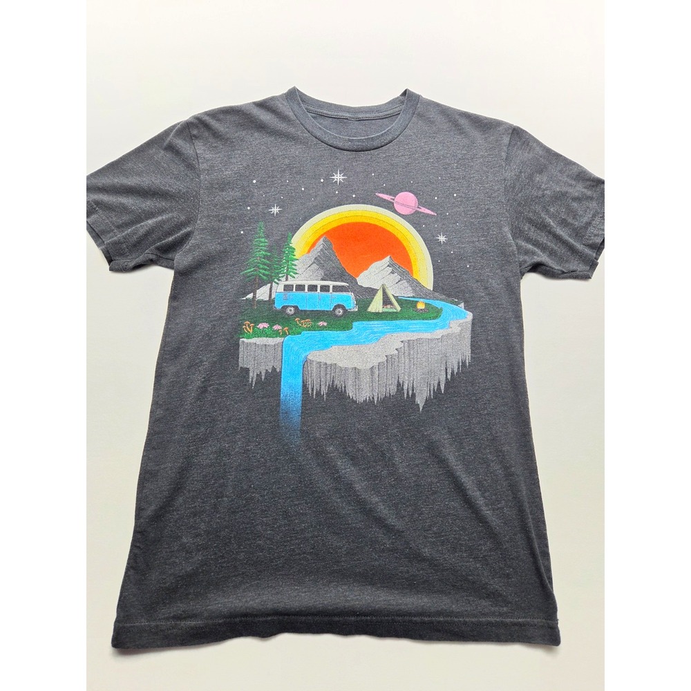 Curbside Clothing Small Camping Van Space Graphic Tee Gray Triblend Adam Hogan